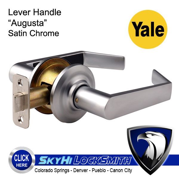 Yale Door Lock Lever Handle Satin Chrome